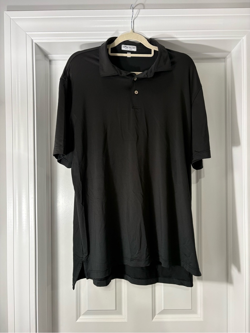 Peter Millar Black Short-Sleeve Polo
